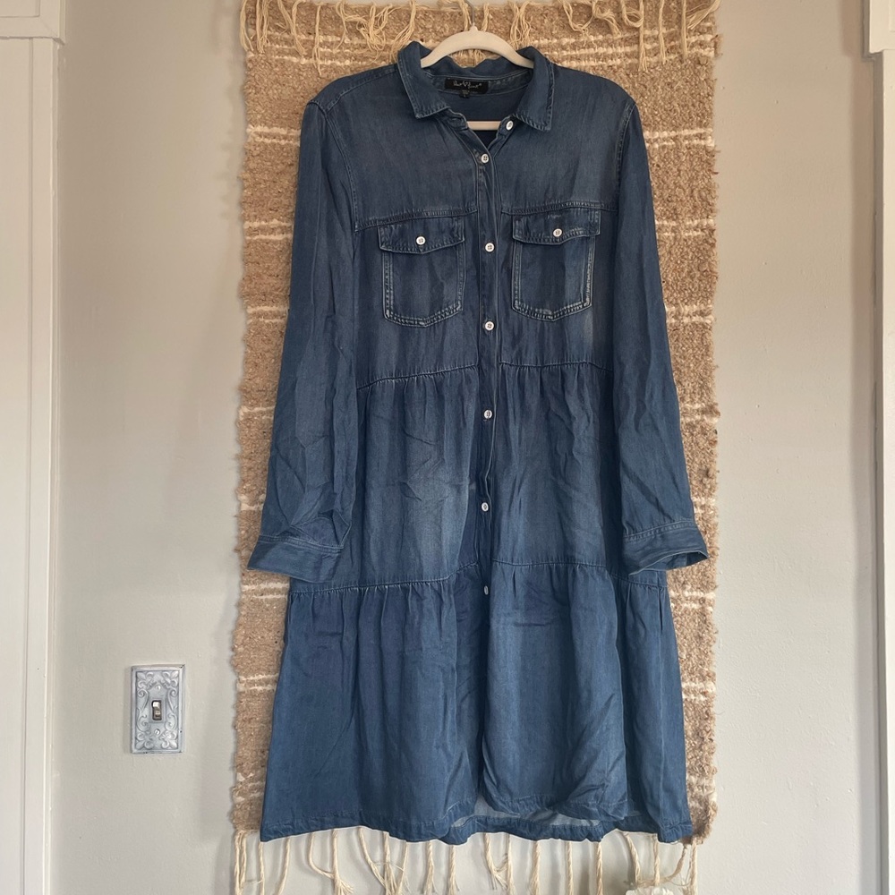 Tencel Chambray Buttondown Long Sleeve Dress